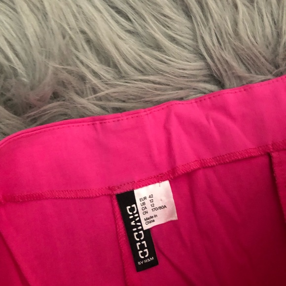 Neon Pink Stretch Mini Skirt with Silver Zippers - Picture 3 of 3